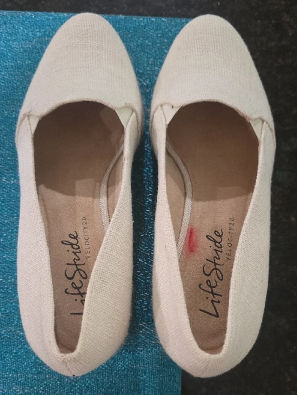 Life Stride Cream Canvas Espadrille Wedge Slip-On Shoes